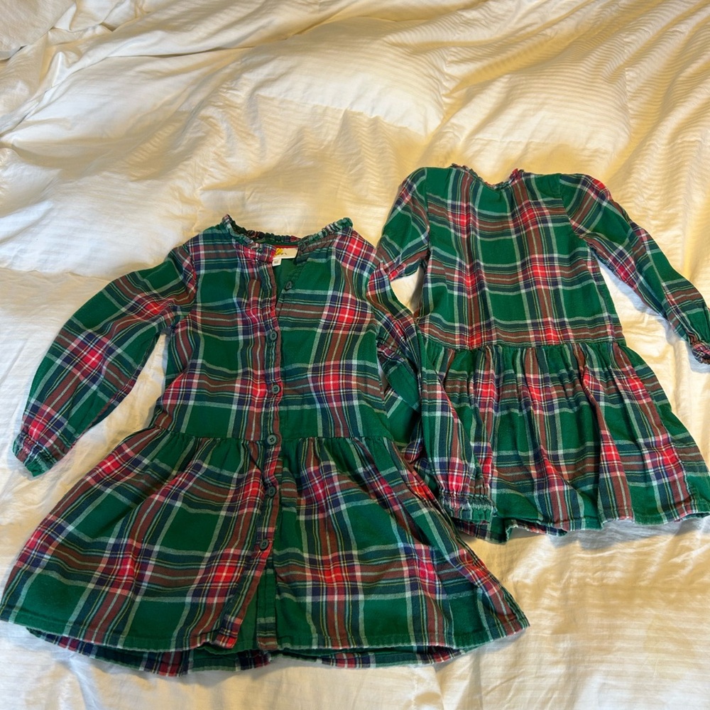 Mini Boden Green and Red Plaid Casual Dress